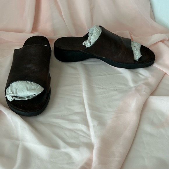 croft & barrow Shoes - Croft & Barrow Brown Adeline Slide Sandals Shoes Huarache Leather Upper Size 6